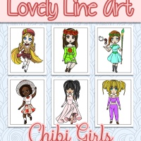 Colorful Lovely Lineart - Chibi Girls