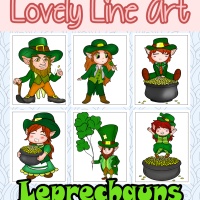 Colorful Lovely Lineart - Leprechauns