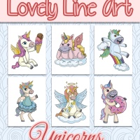 Colorful Lovely Lineart - Unicorns