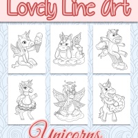 Lovely Lineart - Unicorns