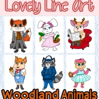Colorful Lovely Lineart - Woodland Animals