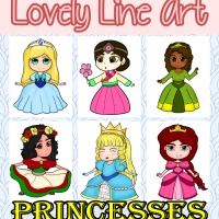 Colorful Lovely Lineart - Princesses