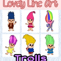 Colorful Lovely Lineart - Trolls
