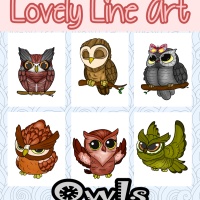 Colorful Lovely Lineart - Owls