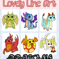 Colorful Lovely Lineart - Dragons