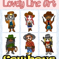 Colorful Lovely Lineart - Cowboys
