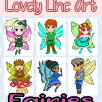 Colorful Lovely Lineart - Fairies