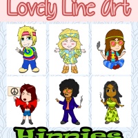 Colorful Lovely Lineart - Hippies