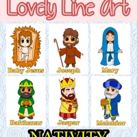 Colorful Lovely Lineart - Nativity