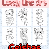 Lovely Lineart - Geishas