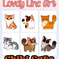 Colorful Lovely Lineart - Chibi Cats