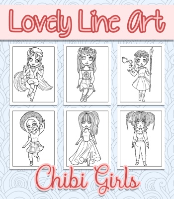 Lovely Lineart - Chibi Girls