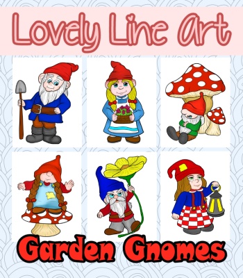 Colorful Lovely Lineart - Gnomes