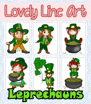 Colorful Lovely Lineart - Leprechauns