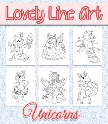 Lovely Lineart - Unicorns