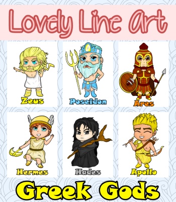 Colorful Lovely Lineart - Greek Gods