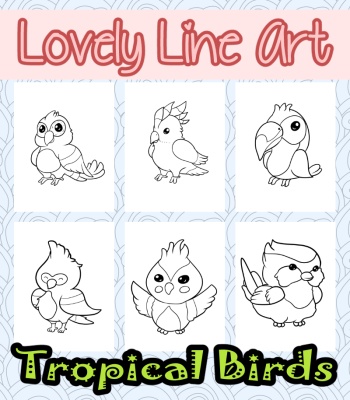 Lovely Lineart - Tropical Birds