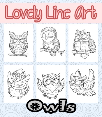 Lovely Lineart - Owls