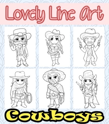 Lovely Lineart - Cowboys