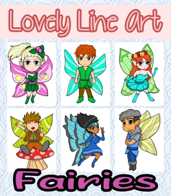 Colorful Lovely Lineart - Fairies