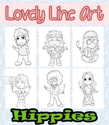 Lovely Lineart - Hippies