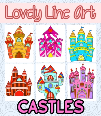Colorful Lovely Lineart - Castles