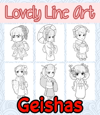 Lovely Lineart - Geishas