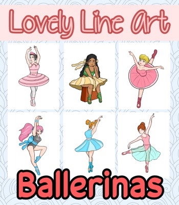 Colorful Lovely Lineart - Ballerinas