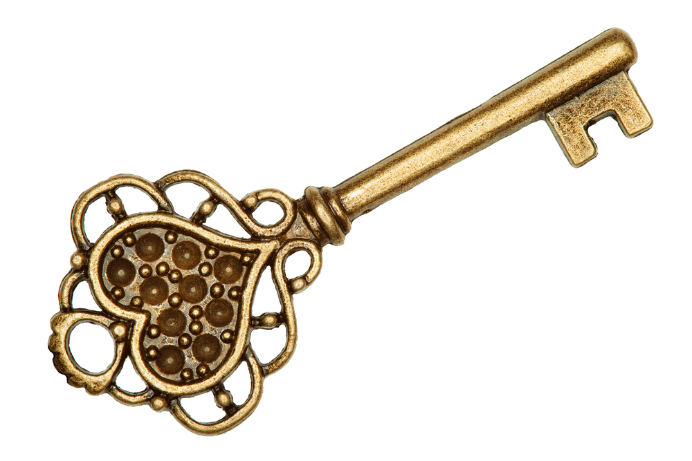 antique golden door key