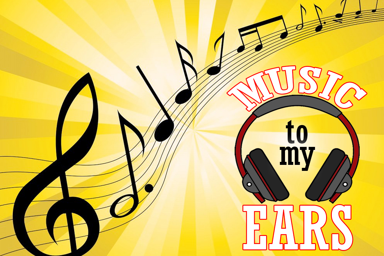 an image with music notes and headphones with the title of the product "Music to my Ears"