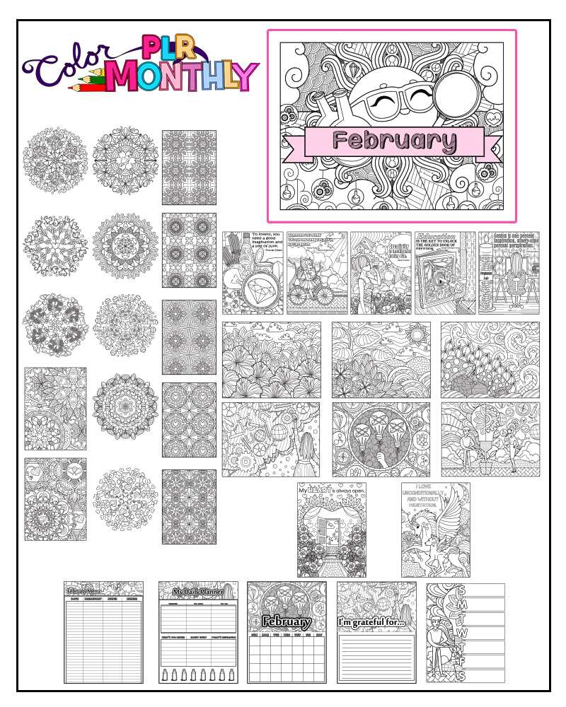 a complete image showing smaller images of all the coloring pages in a package about inventors and inventions