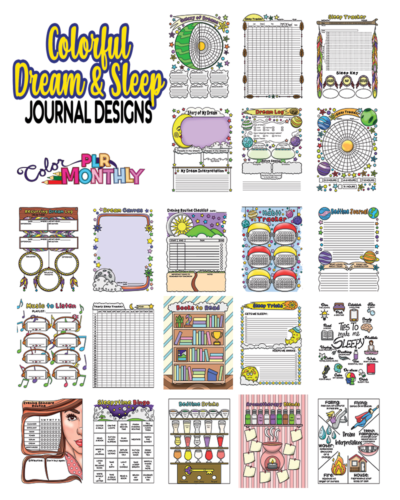 a complete image showing smaller images of all the full color pages in a package about dream and sleep