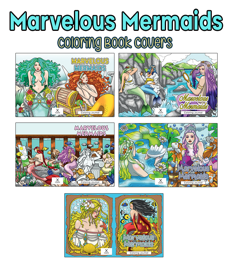 a complete image showing smaller images of all the book cover of a package about mermaids